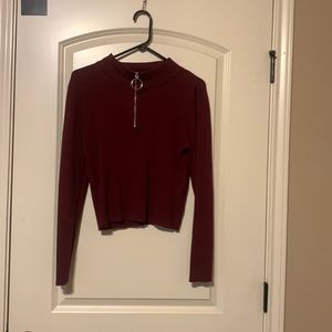 Large Maroon Cropped Sweater